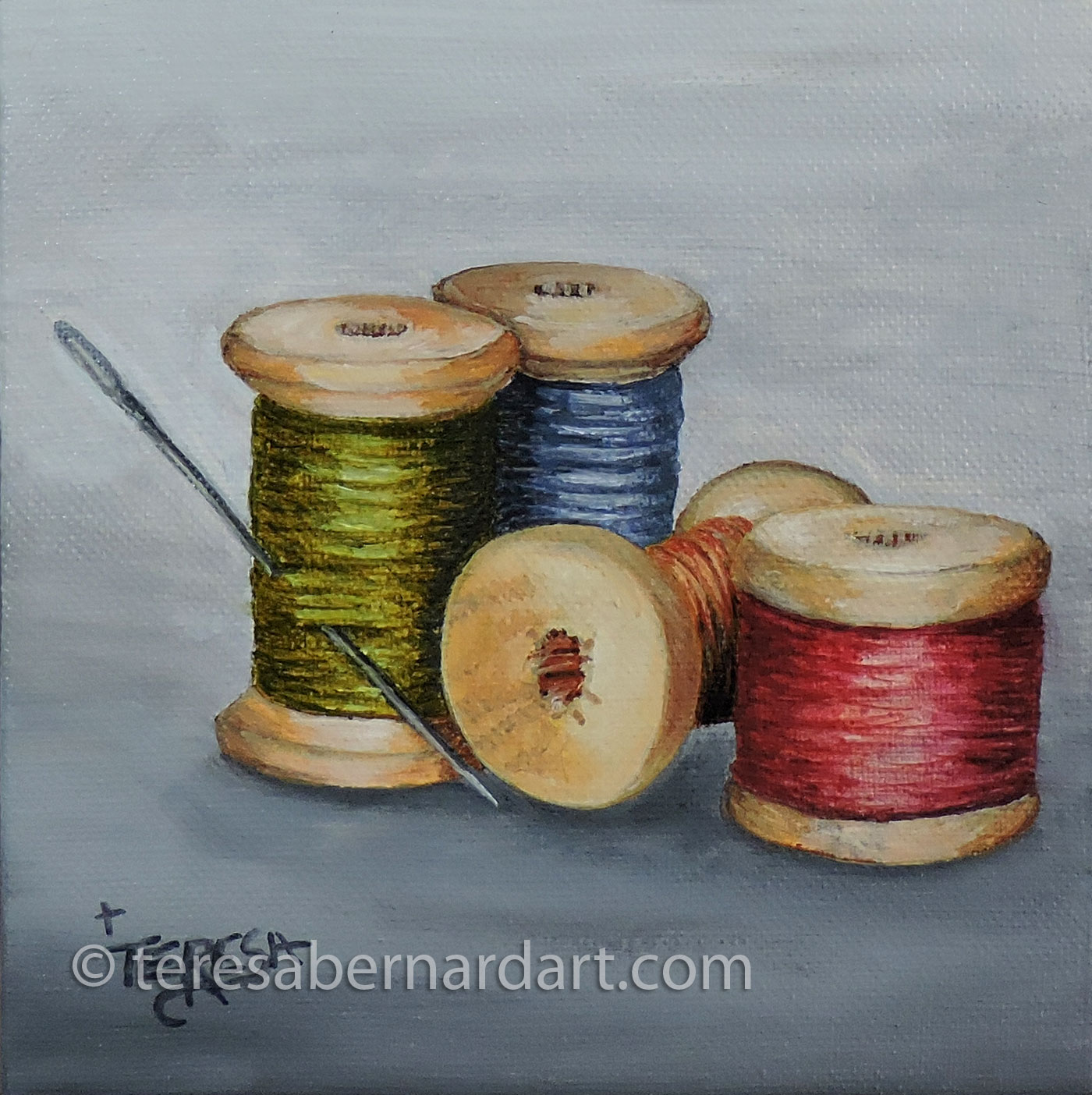 Great-Grandma's Sewing Thread #2 - Teresa Bernard Oil Paintings